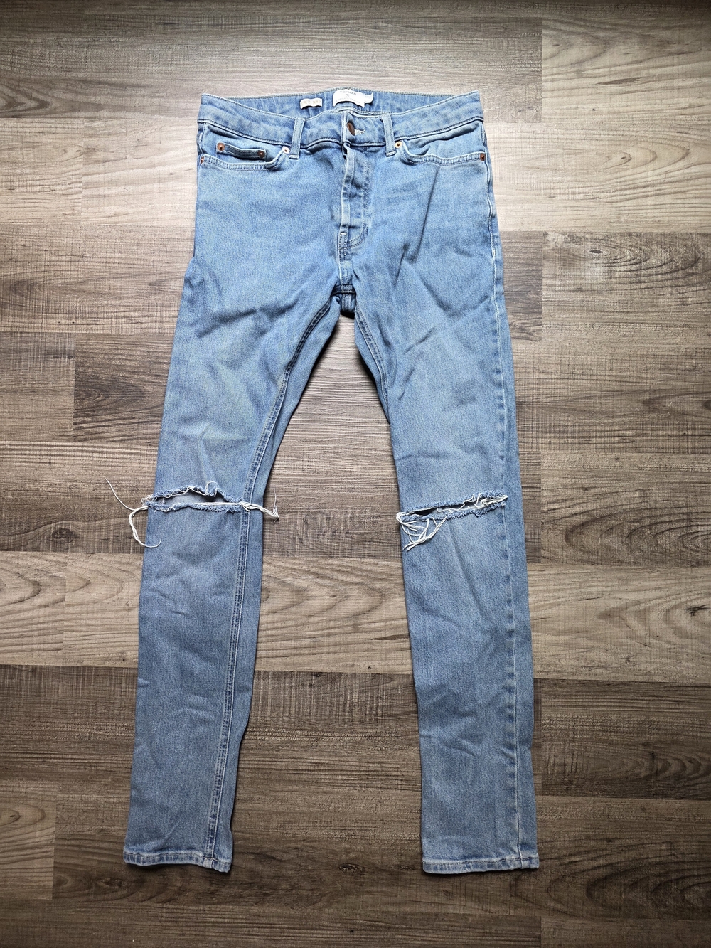 Topman Distressed Skinny Jeans In 30x30